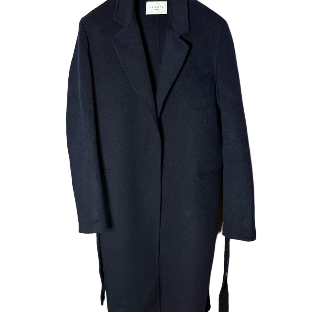 Sandro Classic Dark Navy Wool Coat